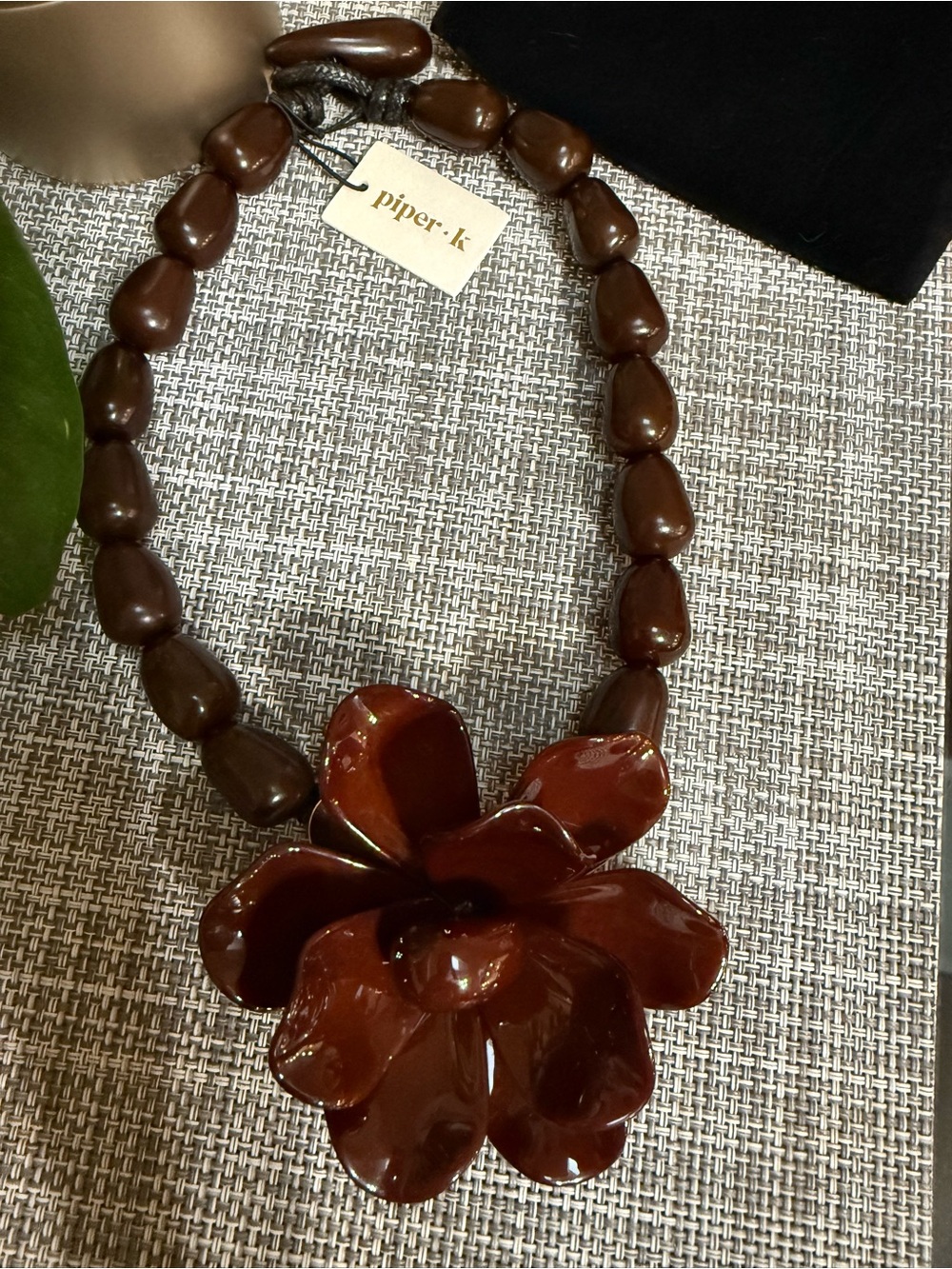 Viral Trend Fall Dark Chocolate🤎Piper-k Brown Floral Statement Necklace NWT